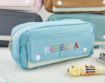 Preppy Pencil Case for School Supplies, Colourful Big Capacity