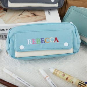 Astuccio per matite o cosmetici con cerniera di grande capacità, astuccio per matite in tessuto, articoli per il ritorno a scuola, astuccio in nylon personalizzato, set per regalo per ragazze studentesse