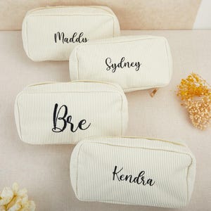 Personalisierte bestickte Kosmetiktasche, Brautjungfer Vorschlag, Kosmetiktasche mit großer Kapazität, Reise-Make-up-Tasche, Monogramm-Kulturbeutel
