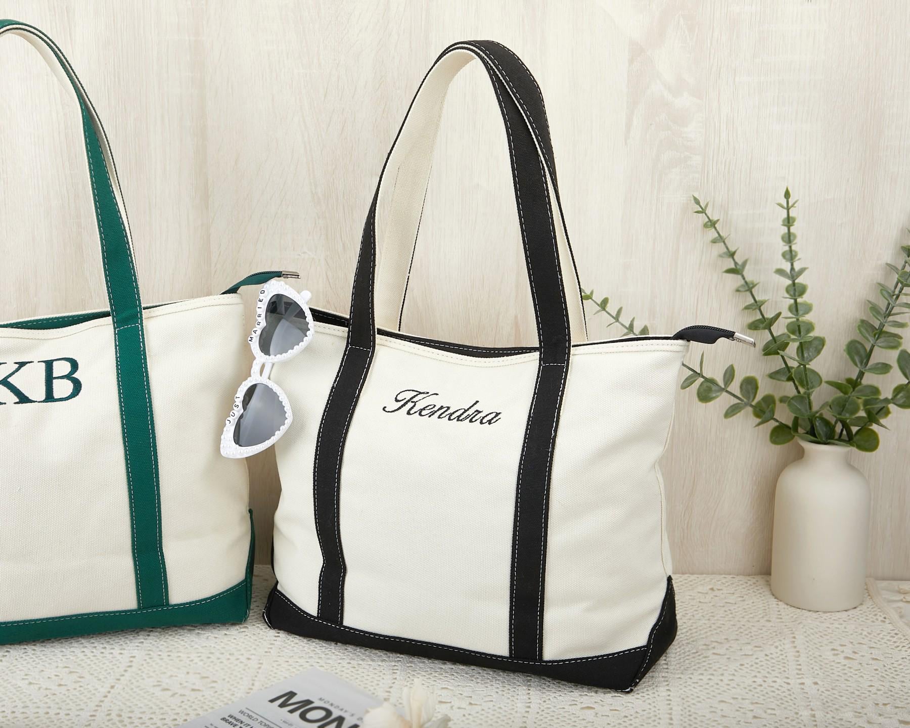 Embroidered Personalized Tote Bag, Custom Tote Bag with zipper, School Bag, Travel Bag, Gift for Mom, Gift for Her, Personalized Gift
