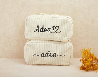 Personalized Bride Makeup Bag, Monogram Embroidered Cosmetic Bag, Custom Travel Makeup Bag, Bridesmaid Makeup Bag, Bridal Shower Gift