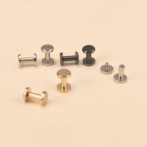 Confezione da 5 viti Chicago, rivetti in ottone, rivetti con perni a vite, rivetti con viti Chicago per etichette in pelle