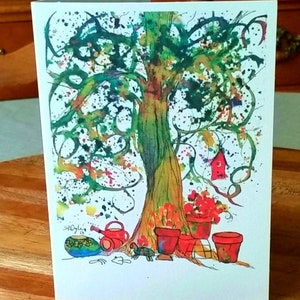 Flower pots, and Tree, All Occasion Notecards image 2