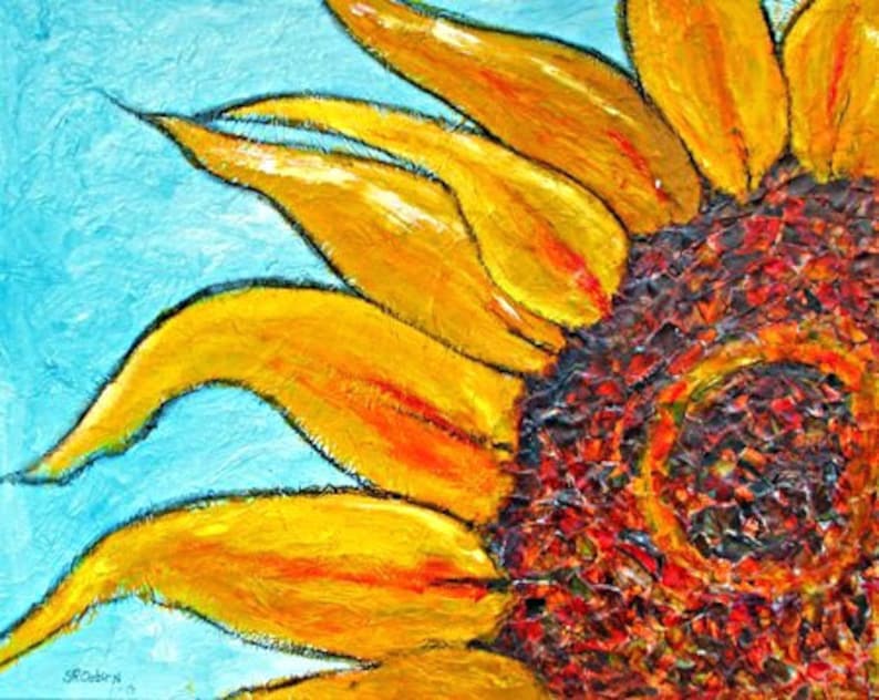 The Sunflower, ORIGINAL Mixed Media Painting, 24 x 30 image 1