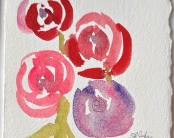 Roses 2, Original Watercolor Painting, framed