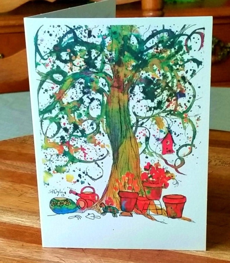 Flower pots, and Tree, All Occasion Notecards image 2