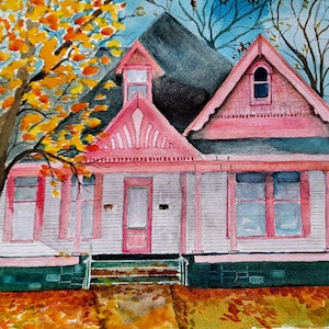 New Pink House, 8 x 10 Reproduction of original, signed