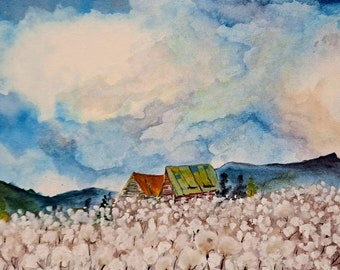 Southern Dream Landscape,  11 x 14 inces, Original watercolor, Framed