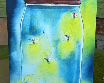 NEW, Fireflies, Notecard, blank inside