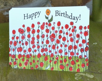 Stand Out, flowers, Happy Birthday,  Any Occasion Notecard, blank inside