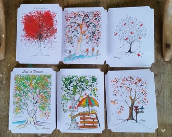 All Occasion Tree Cards, 6 notecards, blank inside