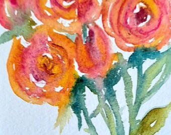 Peace Roses, 5 x 7 original watercolor