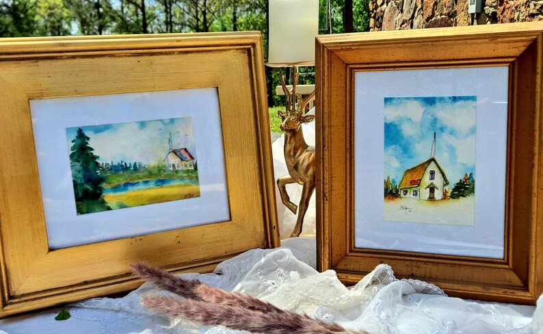 Sweet Spring Morning, Framed original watercolor art image 4