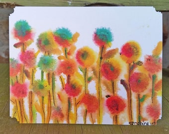 Dandelions,  Note card, blank inside