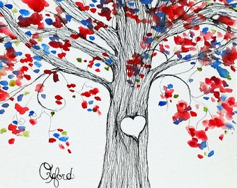 Oxford, MS, Sweetheart Tree, customized with your initials, PRINT