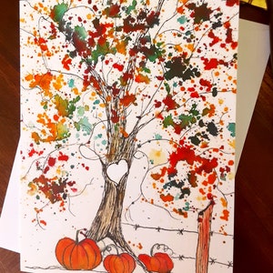 Sweetheart October Tree,  Notecard, blank inside