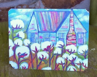 That House with Cotton Notecard, blank inside