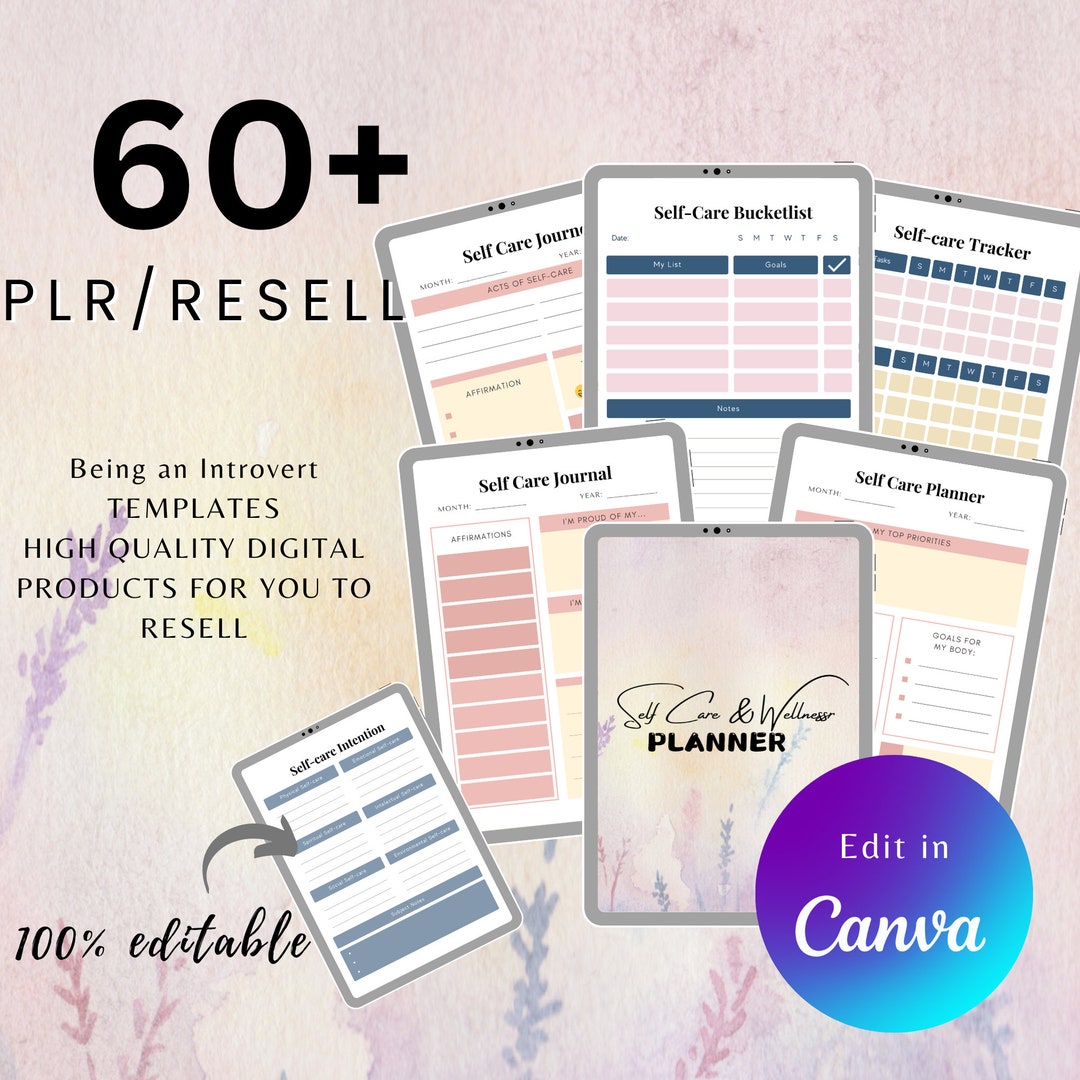 PLR Wellness & Self-care Planner | Printable | Editable Canva Template ...
