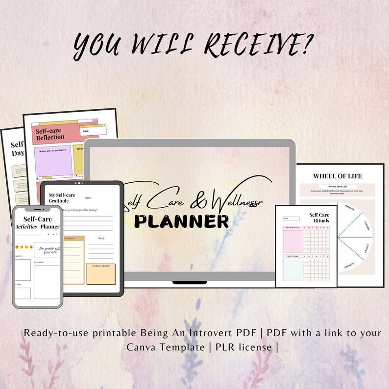 PLR Wellness & Self-care Planner | Printable | Editable Canva Template ...