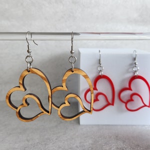 Herz zu Herz Ohrringe, Laser cut Acryl | Süße Ohrringe | Geschenk