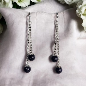 Blue Sand Beads Earrings | handmade jewellery | Drop Earrings | Gift