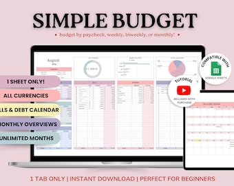 Budget Planner Google Sheets Monthly Budget Spreadsheet Bills Tracker Weekly Budget Template Biweekly Budgeting, By Paycheck Expense Tracker