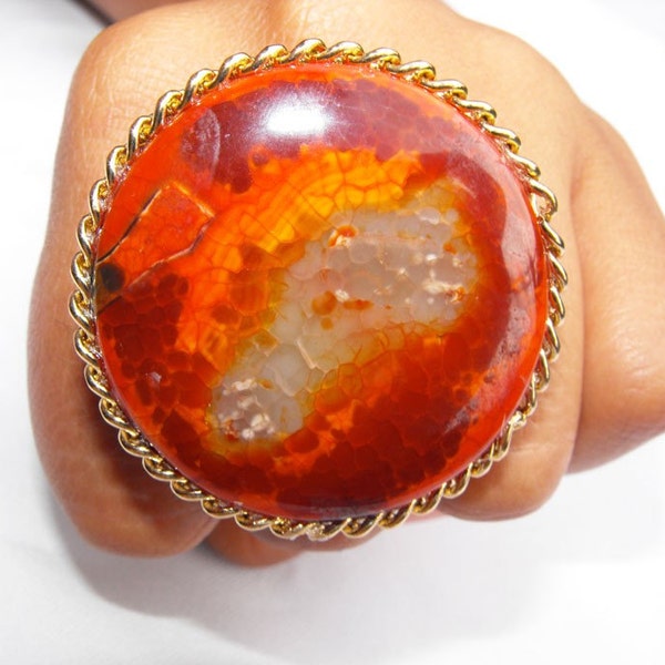 RESERVED FOR zookeepermo-PLEASE DO NOT BUY UNLESS YOU ARE THAT PERSON- Orange Fire Agate Ring