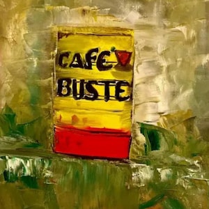 Cafe Bustelo Can Original Oil painting, Coffee Lovers Card