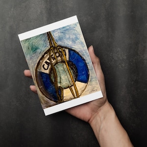 Gilet de sauvetage Cape Cod, carte de voeux vierge fabriquée à partir de peinture acrylique originale, bon voyage, rétablissement, anniversaire, toute occasion