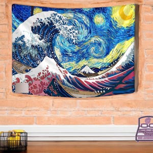 The Great Wave Tapestry, Hokusai Wall Art, The Great Wave Off Kanagawa Wall Decor, Japanese Wall Hanging Tapestries