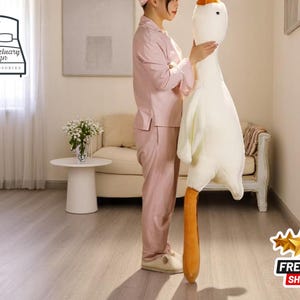 巨大ガチョウのぬいぐるみ枕 | 柔らかいアヒルのぬいぐるみ | 心地よいベッド＆ソファの装飾 | ホリデーギフトに最適 | かわいい動物デザイン