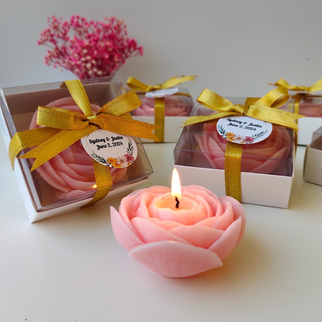 Personalized Rose Candle Favors: Boho Wedding, Bridal Shower Gifts - Etsy
