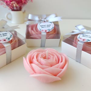 Wedding Candle Favors, Rose Candle Gifts, Rustic Favors for guest, Pink Candles in Bulk, Wedding Gift Set, Bridal Shower Candle Favors
