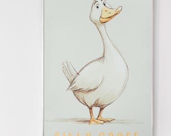 Silly Goose Nursery Print: Whimsical Farm Animal Kids Wall Art