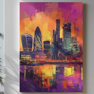 City of London Painting London City Art Landscape London City Skyline Print Urban Wall Decor Scenic London Art Cityscape