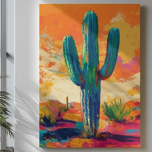 Framed Vintage Mexican Cactus Poster, Colourful Mexican Art Print, Traditional Mexican Artwork, Floral Vintage Poster, Latin Decor, Gift