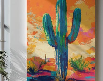 Framed Vintage Mexican Cactus Art Print, Latin Decor