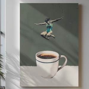 Coffee Diver Poster Print: Playful Kitchen Cafe Wall Art