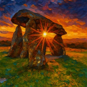 Pentre Ifan Pembrokeshire Standing Stones Print – Coastal Wall Art Poster, Seascape Souvenir Gift, Wales Travel Wall Art