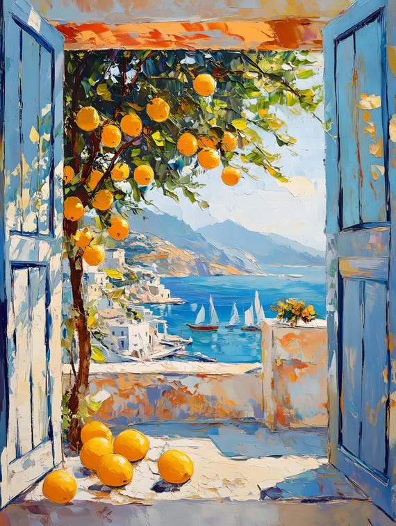 Open Window Henri Matisse Print, Henri Matisse Style Fauvism Painting, Modern Exhibition Print, Patio Doors Greece, Greek Islands, Lemons