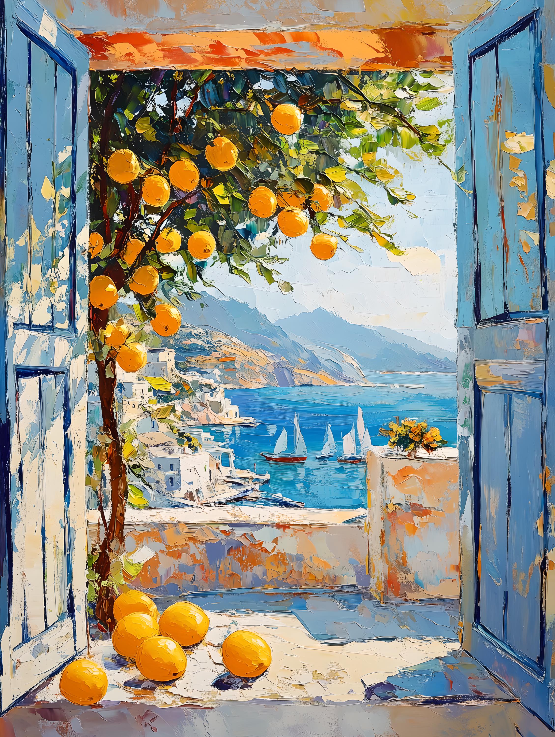 Henri Matisse Style Print, Greek Islands Seascape, Open Window