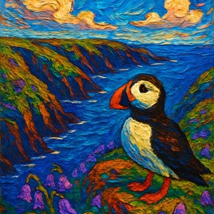 Skomer Island Pembrokeshire Print – Puffin Print, Coastal Wall Art Poster, Seascape Souvenir Gift, Wales Travel Wall Art