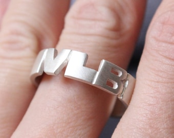 Name Ring 925 Sterling Silver Personalized Name Ring with Name of Your Choice