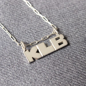 Monogram Necklace, Personalized Jewelry, Monogram Pendant Sterling silver Made to order, Custom Letters, Pendant Lyrics image 1