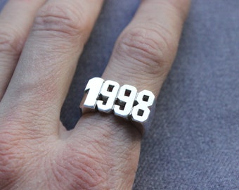 Date Ring, Number Ring, Year Ring, Custom Number Ring, Sterling Silver Ring, Personalized Number Ring, Christmas Gift, Birthday Gifts