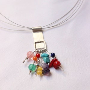Multicolor pendant Sterling silver and colorful gems Perfect for Spring Summer Autumn Winter image 2