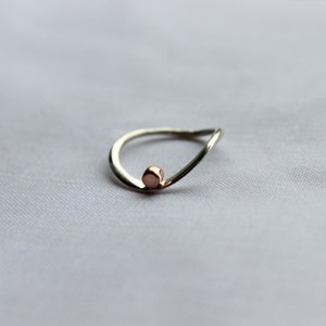 Stacking ring small Dot, Sterling silver and copper, Made to order in your size image 3