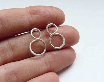 Boucles d'oreilles infinies en argent sterling, boucles d'oreilles simples et délicates, à porter toute la journée, boucle d'oreille fil, boucles d'oreilles noeud infini