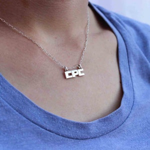 Monogram Necklace, Personalized Jewelry, Monogram Pendant Sterling silver Made to order, Custom Letters, Pendant Lyrics image 2