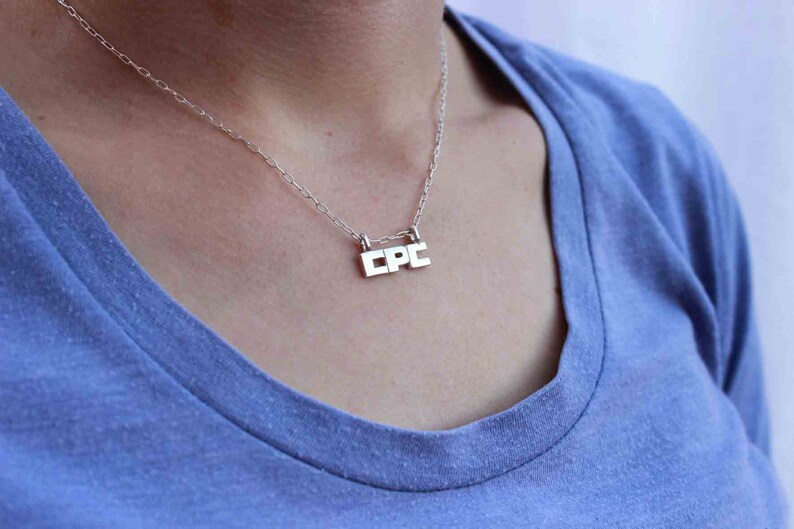 Monogram Necklace, Personalized Jewelry, Monogram Pendant Sterling silver Made to order, Custom Letters, Pendant Lyrics image 2